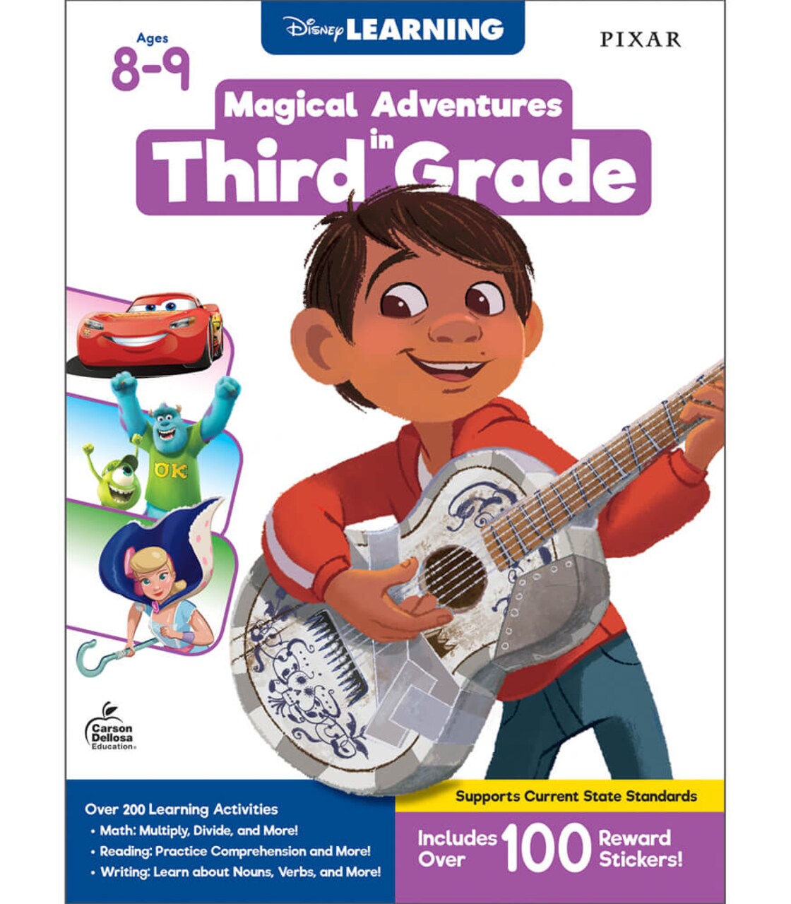 Disney Learning Magical Adventures in 3rd Grade Workbooks All Subjects, Math, Reading Comprehension, Sight Words, Writing Practice, Toy Story 4, Cars, Coco, and Monsters Inc Third Grade Workbooks
